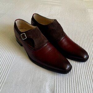 Mens Leather & Suede Slip On Buckle Italian Shoes